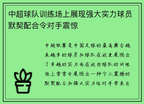 中超球队训练场上展现强大实力球员默契配合令对手震惊